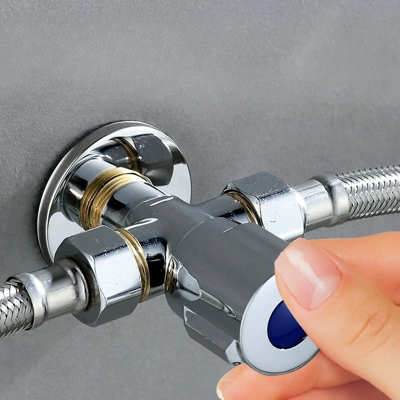 Brass Angle Valve 1 In 2 Out G1/2 DN15 Water Separator Tap Double Outlet Washing Machine Water Tap Two Way Water Stop Valve