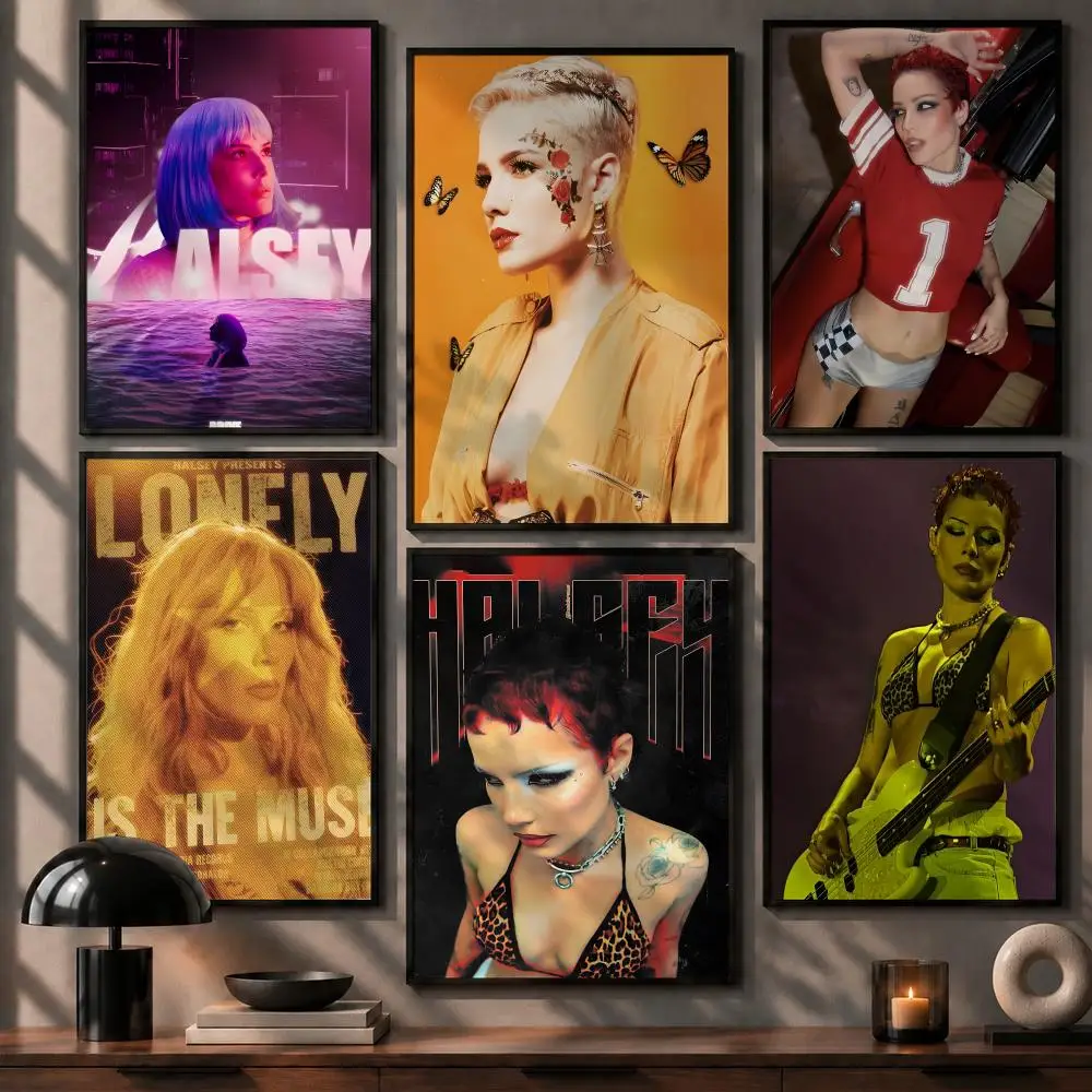 Bold Singer Halsey Poster No Glue Residue Self-Adhesive Art Poster Wall Decor for Bedroom Living Room