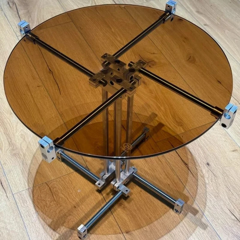 Optical axis coffee table acrylic sofa round stainless steel mobile living room home creative simple tea table small apartment