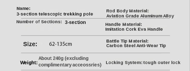2 Stück Aluminium-Wanderstöcke, Teleskop-Trekkingstöcke, ultraleicht, tragbar, zum Klettern, Wandern und Bergsteigen – Detail 9