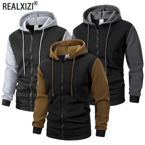 Sudaderas con capucha para hombre, chaqueta de manga larga, sudadera con diseño de cremallera, sudadera deportiva informal con capucha, ropa ajustada con múltiples bolsillos para hombre