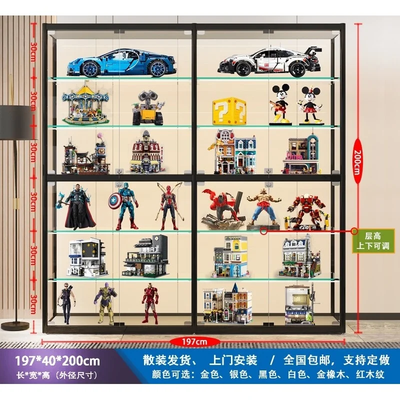 Custom. Display Cabinet Display Dustproof Showcase Customized Bag with Light Storage Glass Cabinet New Building Blocks