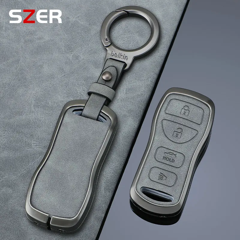 Leather Car Key Cover Case for Nissan Tiida Sentra X-trail T30 Altima Frontier Armada Maxima for Infiniti QX56 JA60 FX35 FX 35