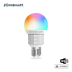 Zemismart WiFi Matter-certified LED Light Bulb RGBCW Smart E27 Dimmable Lamp 7W Siri Google Home Smartthings Alexa