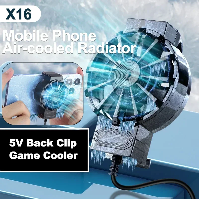 

X16 Universal Mobile Phone Air-cooled Cooling Fan Radiator for PUBG Turbo Hurricane Game Cool Heat Sink for IPhone/Huawei/Xiaomi