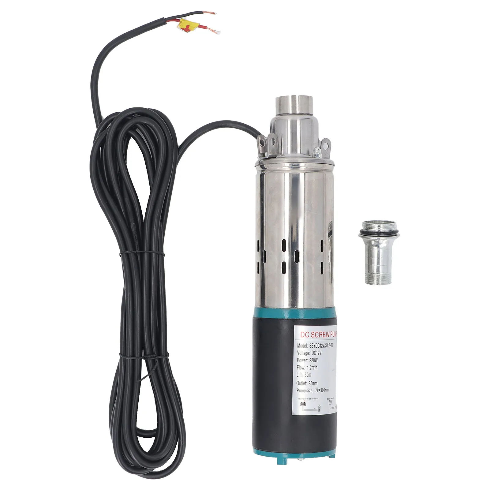 Direct Current Screw Pump Stainless Steel Submersible  30m Head High Strength with Elastic Stator for Water Reservoir