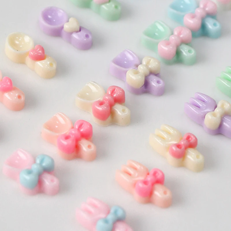 50 Uds. De vajilla de dibujos animados, dijes para uñas, pala de resina 3d, tenedor, cuchara, accesorios para decoración de uñas para manualidades Diy