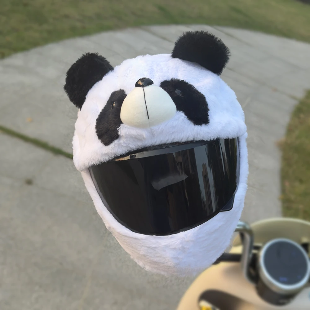 Motorcycle Helmet Cover Plush Headgear Hoods Decoration Cute Cartoon Panda Accessory Capacete Moto