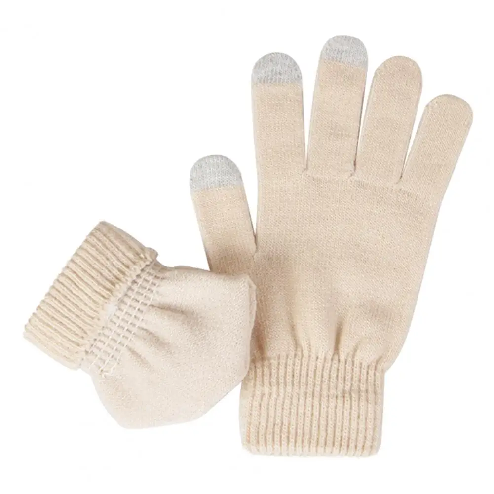 Conjunto de guantes de pantalla táctil para niños, conjunto de guantes de bufanda y sombrero de invierno con diseño de piel antideslizante de punto de felpa