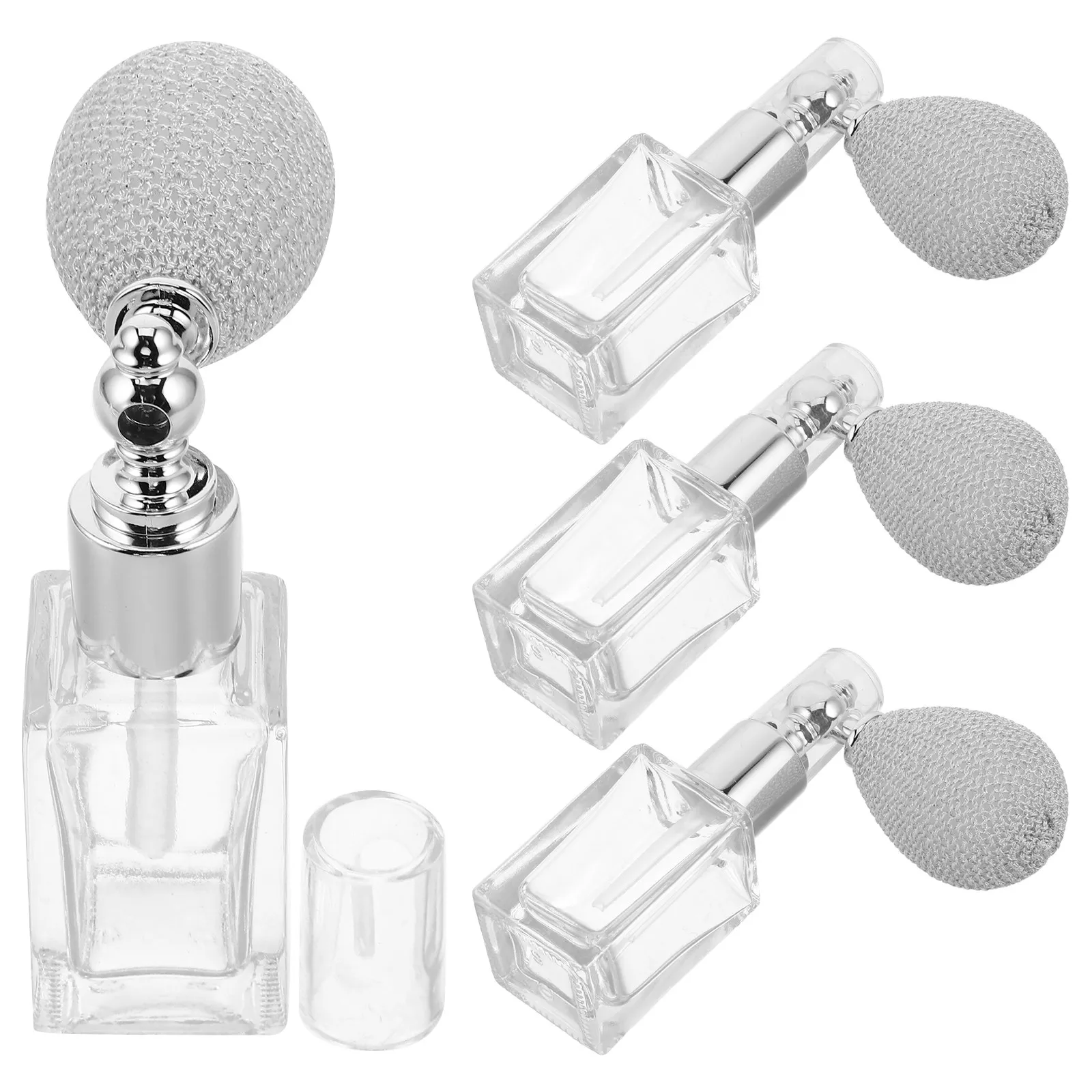 4Pcs Small Glass Rectangular Perfume Atomizer Bottle Precision Pump Refillable Travel Spray Bottle for Fragrance