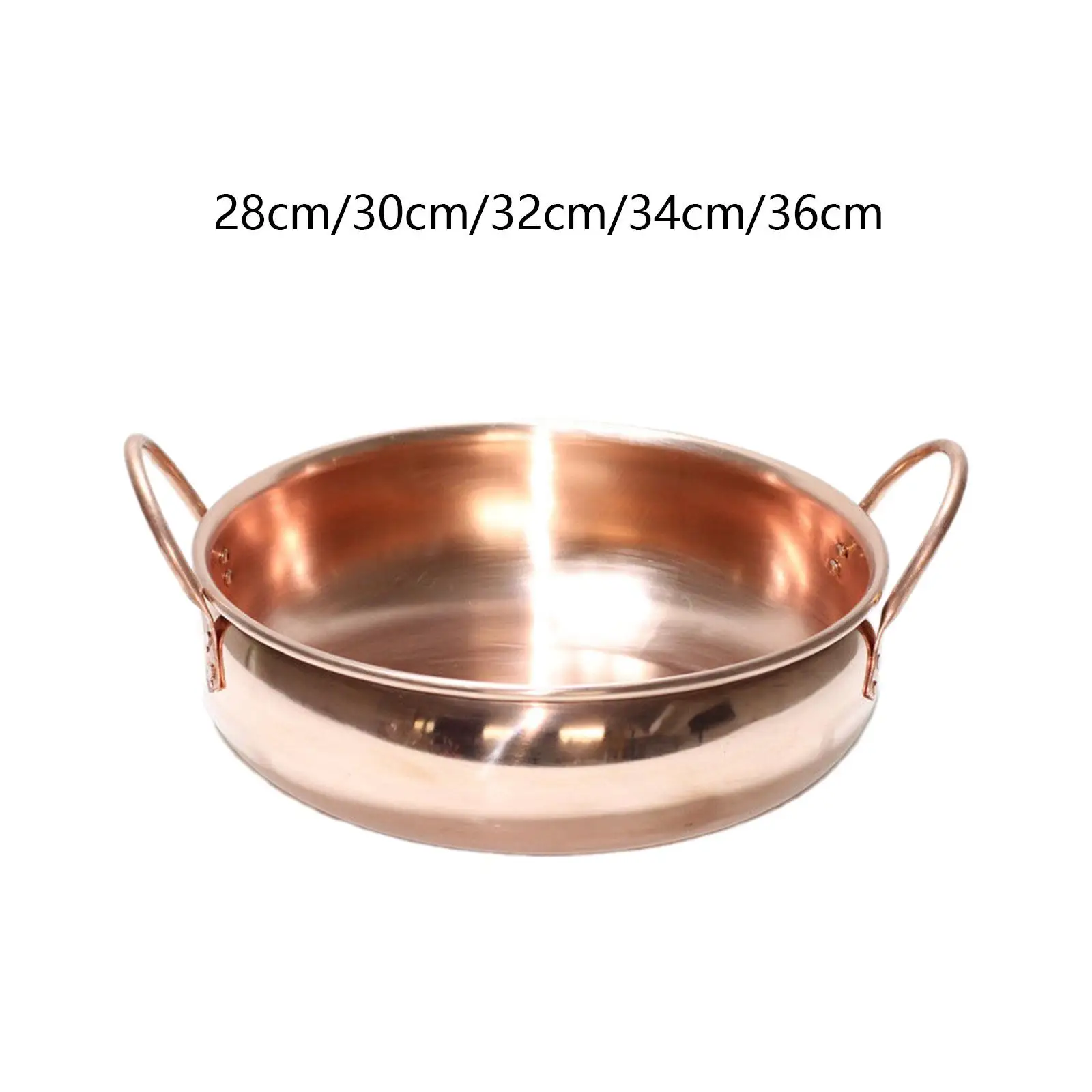 Shabu Shabu Pot Copper Hot Pot 2 Handles Noodles Pot Home for Induction Cooktop Gas Family Gathering No Lid Thick Hot Pot Pan