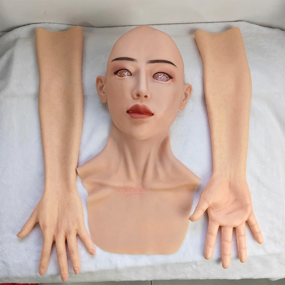 Halloween & Party Dress-up Props Realistic Breathable Silicone Women Headgear & Gloves Skin Defect Concealer