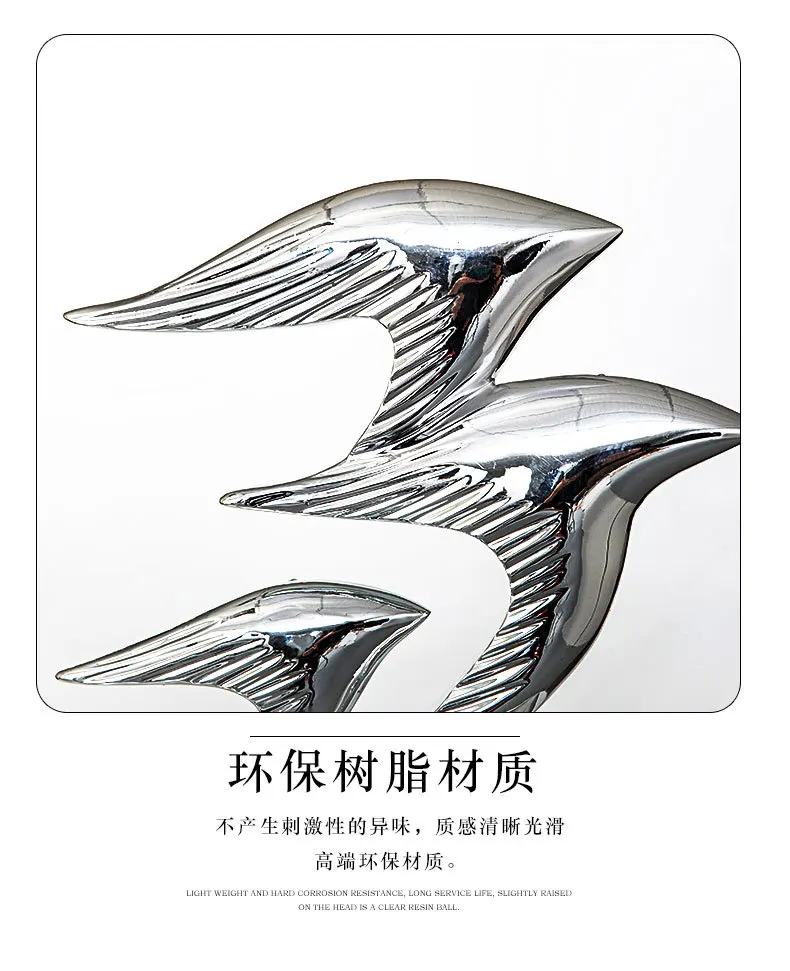 For Creative Flying Swallow Sculpture Modern Simple Electroplated Craft Ornament for Hotel Living Room Home Desktop