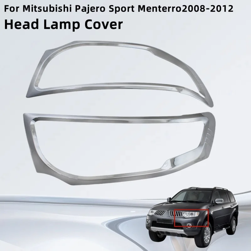 Car Exterior Chrome Head Lamp Cover Trim For Mitsubishi Pajero Sport Menterro 2008 2009 2010 2011 2012 Car Stickers