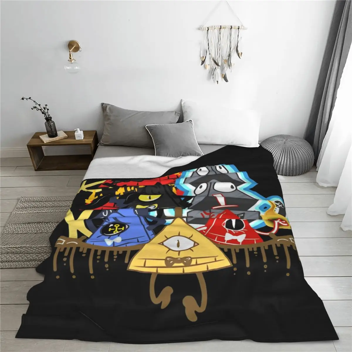 Gravity Falls Bill Cipher Fuzzy Blankets Fashion Throw Blankets for Sofa Bedding Lounge Bedspread Cartoon