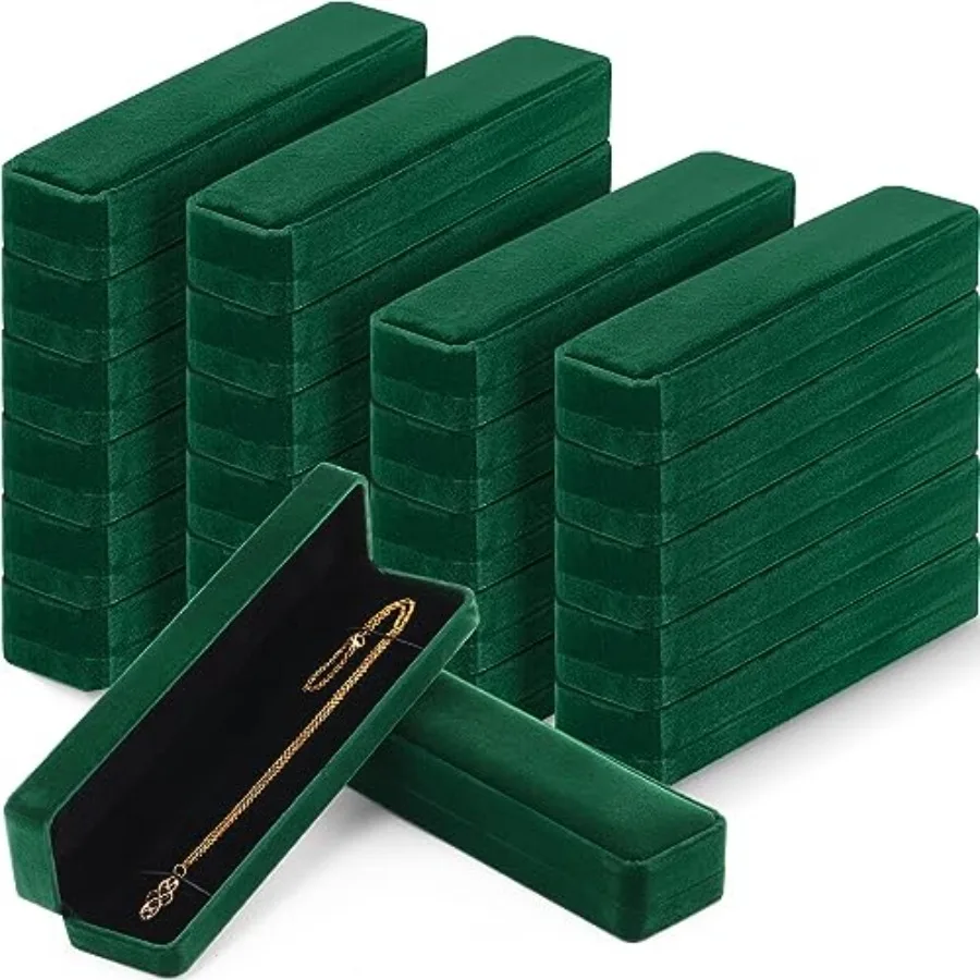 

24- шт. бархатная шкатулка для браслета, объемная ювелирная цепочка, коробка для ожерелья, чехол для хранения браслета, длинный футляр для ювелирных изделий на день Святого Валентина, свадебный кулон