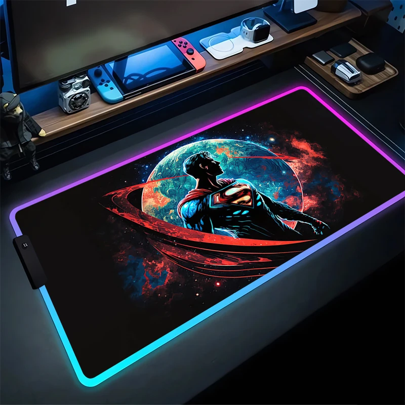 RGB Mouse Pad S-Superman Non-Slip Rubber Edge locking mousepads Game play mats notebook computer boy style Home Decor handsome