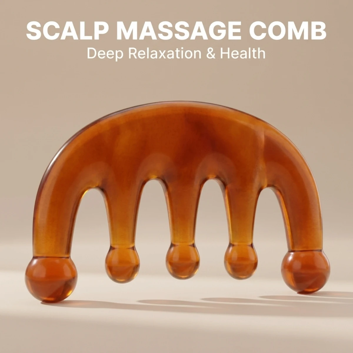 Peigne de massage en résine à cinq dents, outil de relaxation du cuir chevelu, brosse antistatique pour les méridiens de la tête, masseur à pointes sphériques pour la maison et les voyages