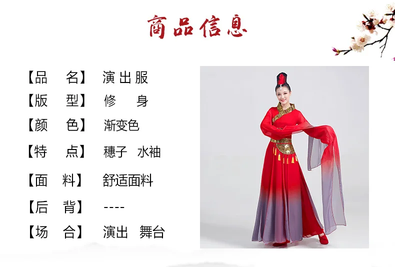Costumes de danse classique pour femmes, robes de gaze fluide, costumes d'entraînement de danse chinoise, hauts en mousseline de soie, costumes de performance anciens