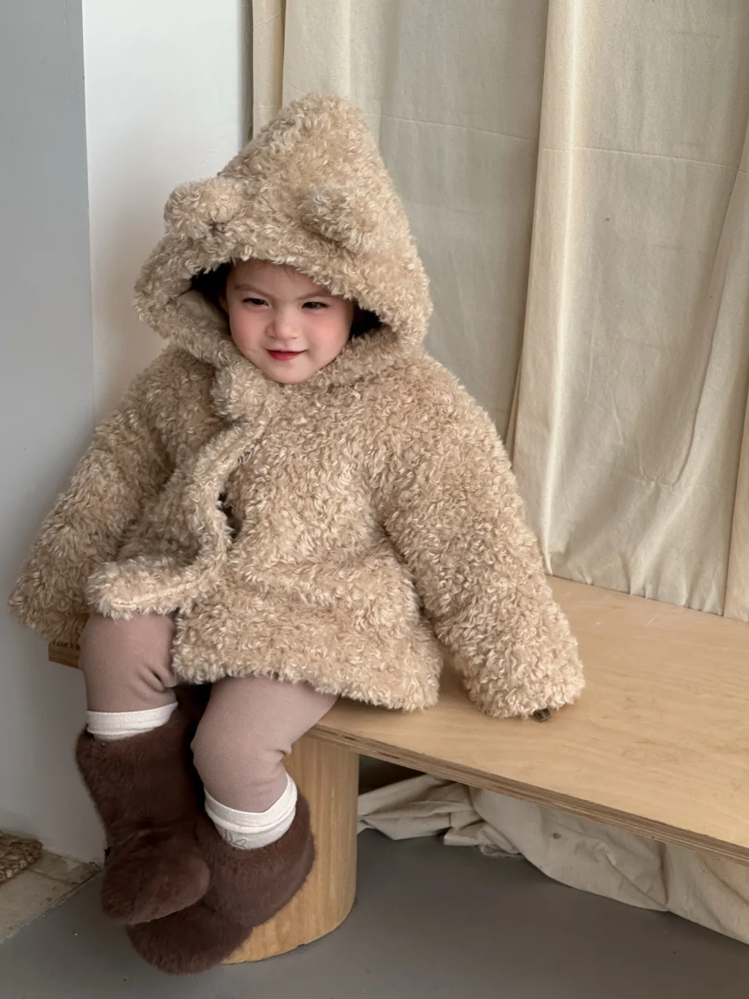 2025 Winter New Baby Long Sleeve Plush Coat Plus Velvet Thick Infant Girls Hooded Cardigan Jacket Toddler Boys Warm Clothes