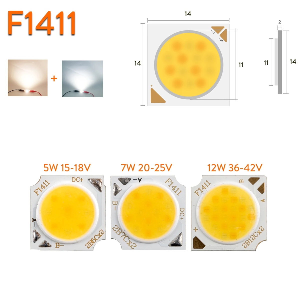 2Pcs LED Dual Color COB Chip 15V 36V 54V 72V 90V Cool Warm White 5W 7W 12W 18W 24W 36W For DIY Spotlight Track Flood Light