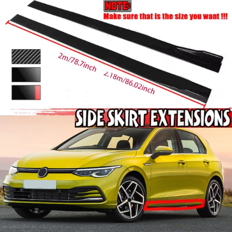 

Universal Side Skirts Extension 2.2M Rocker Panels Lip Splitters BMW ABS Car Accessories Car Styling For Civic Benz VW MUSTANG