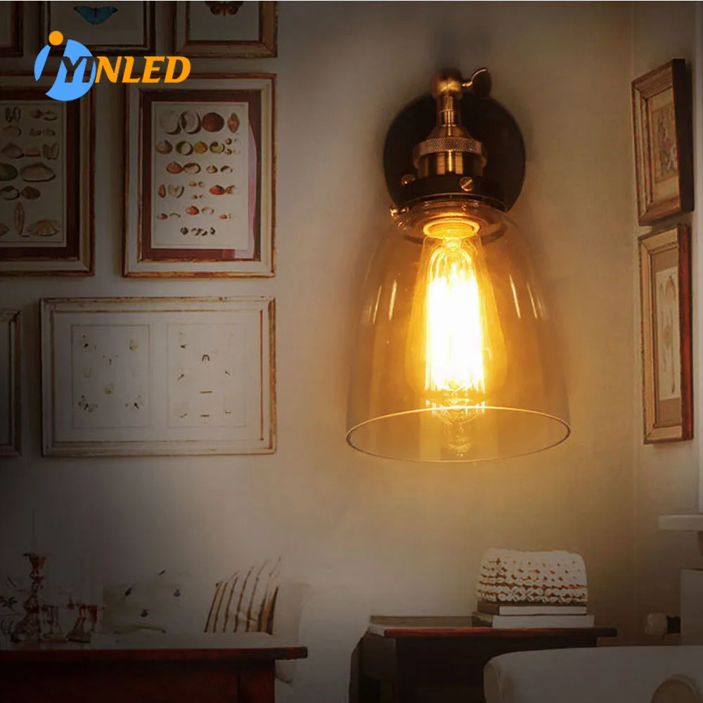 

Bedroom Indoor Glass Shade Wall Sconce E27 Vintage Industrial Lamp Wall Light Lighting Kitchen Dining Living Room Restaurant Bar