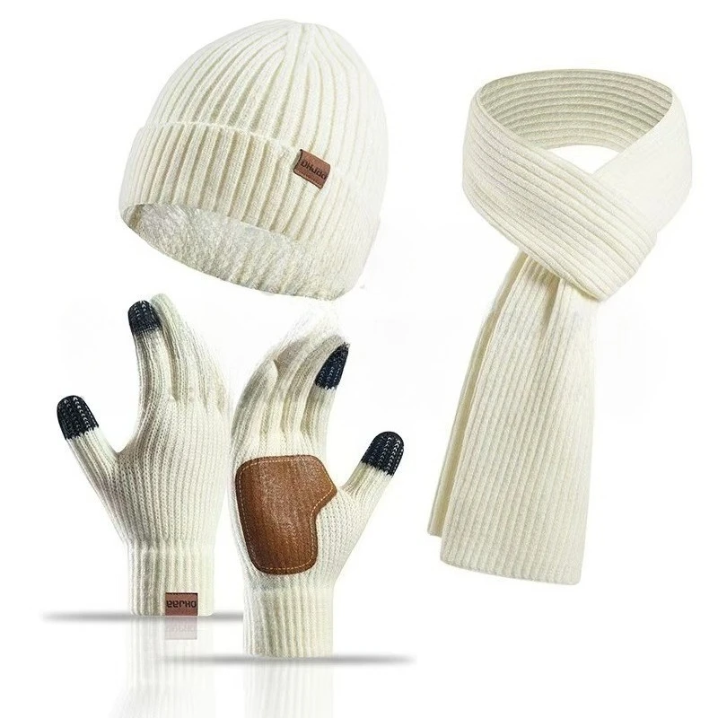 Set da 3 pezzi per cappello, sciarpa e guanti invernali in maglia nuova da 3 pezzi per set da 3 pezzi per sciarpa calda e resistente al freddo da donna