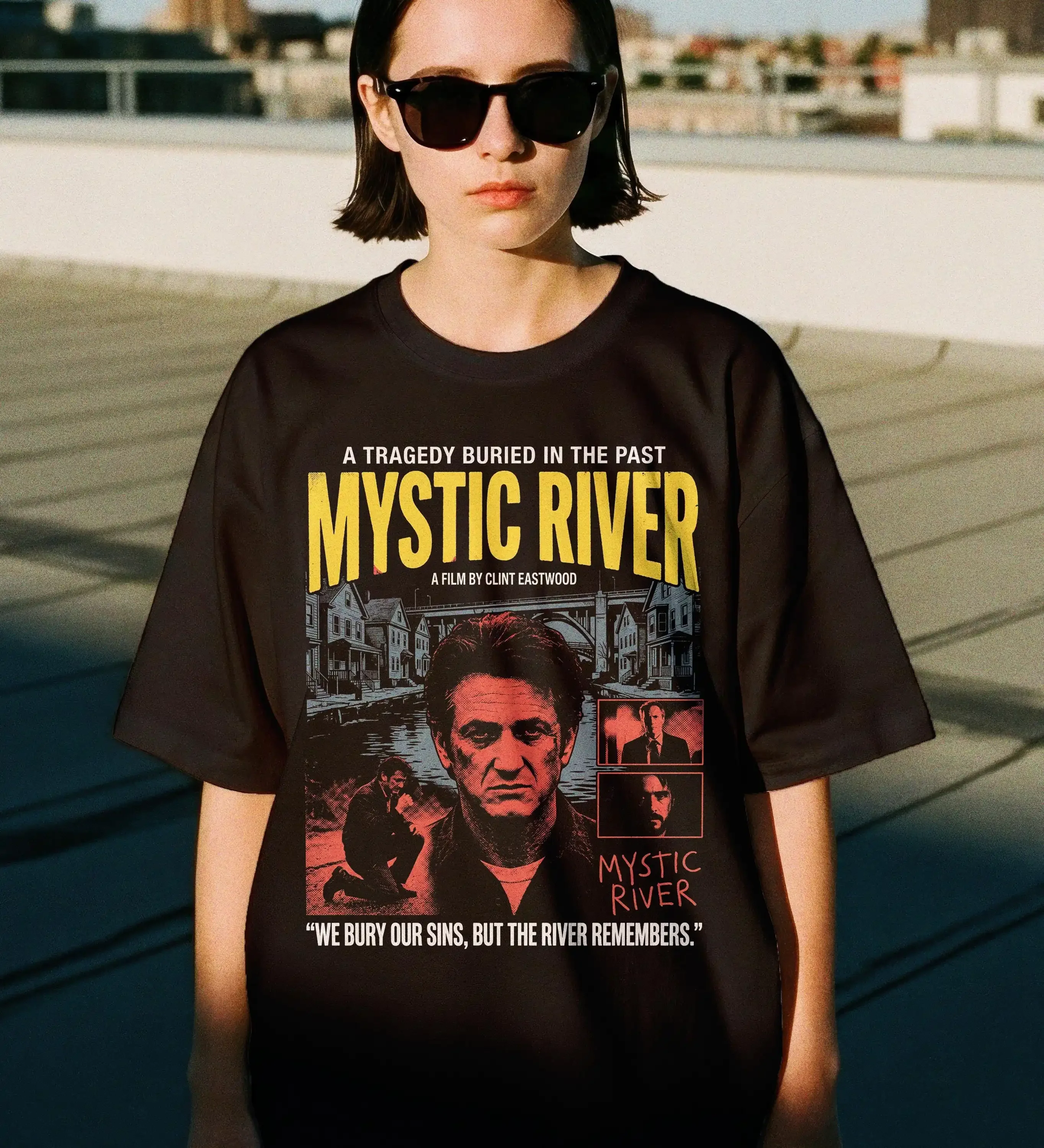 Mystic River Neo Noir Crime Drama T-Shirt, Sean Penn Clint Eastwood Film Graphic Tee