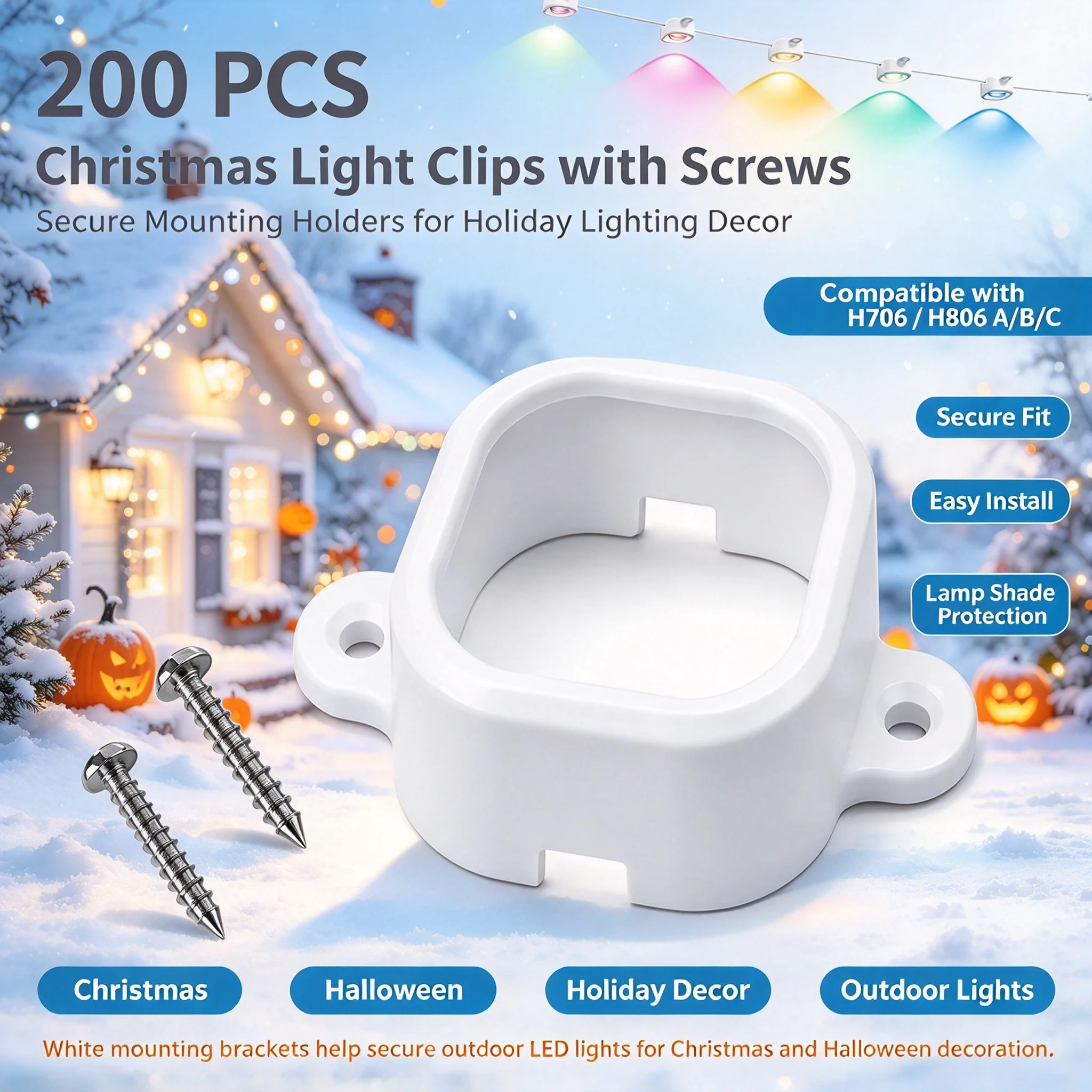 200PCS Light Covers with Screws for Govee H706 H806 (A B C), Easy Mounting Clips for Christmas Halloween Outdoor Decor