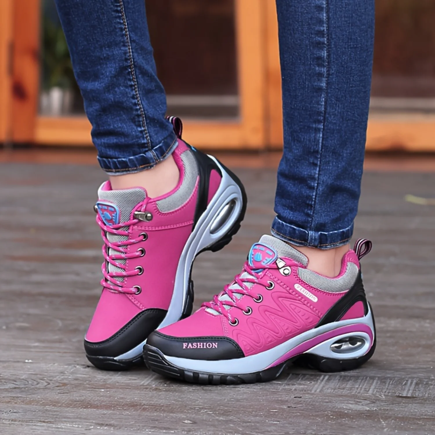 Air Cushion Hiking Shoes, Waterproof Non Slip Height Increasing Sports Shoes, Casual Outdoor Travel Sneakers