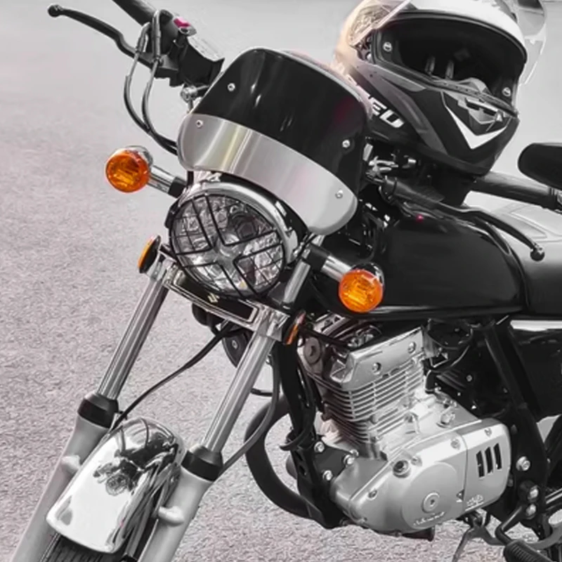 Universal 5.75 inch Motorcycle Headlight Grill Guard Replacement Light Cover Accessories Decoration Protective Metal Round Retro view 4