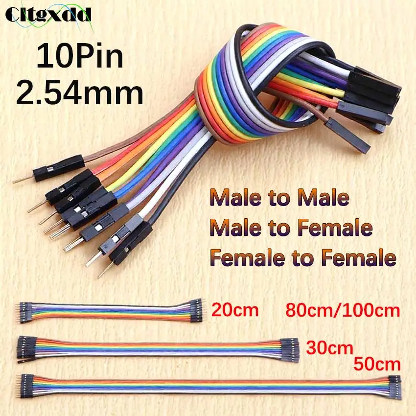 Cltgxdd 10Pin Dupont Ribbon Jumper Line Male To Male To Female To Female Adapter Extension Cable 2.54mm Terminal Connection Wire
