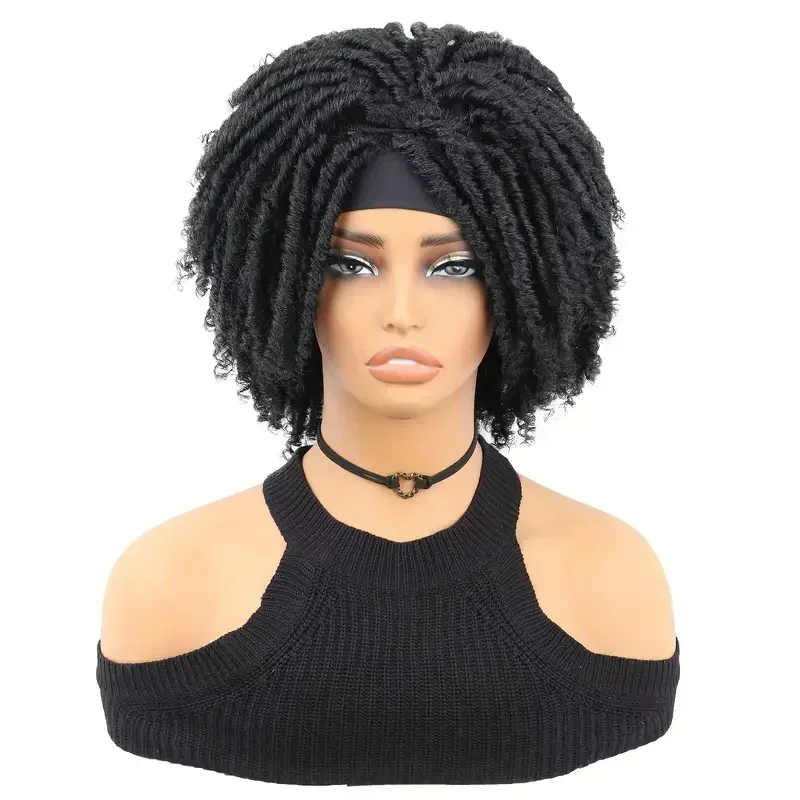 Locs Afro Bob Braided Wig Synthetic Faux Locs Crochet Twist Braiding Wig Versatile Dreadlocks Style Short Wigs For Women