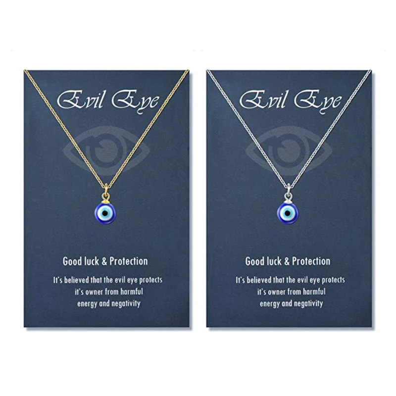 ZB91 Trendy Demon Eye Necklace European and American Golden Chain Turkey Blue Eye Round Drop Shape Necklace for Women