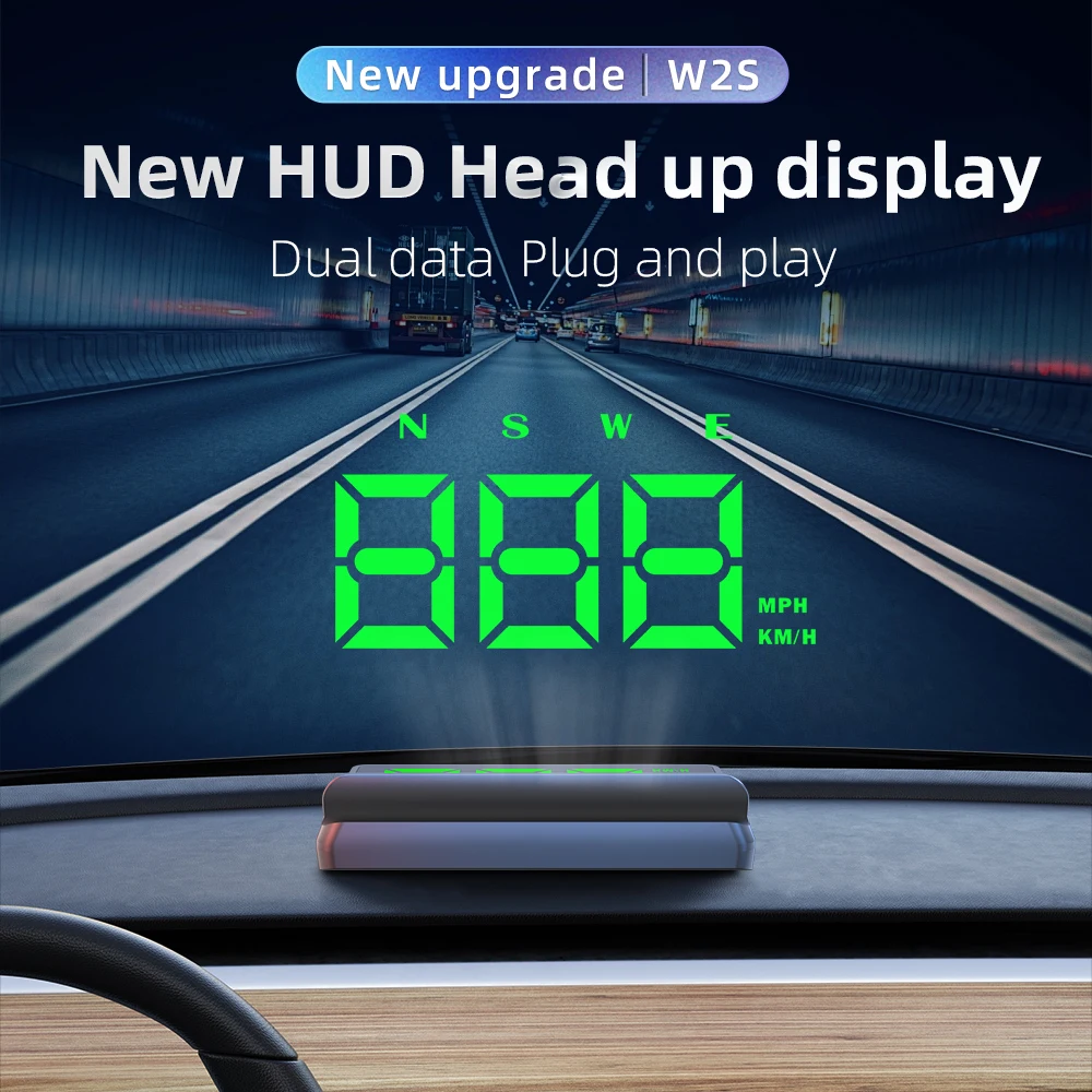 W2S GPS HUD Speeding Alarm System Car Head Up Display On Board Computer Windshield Projector Smart Digital GPS Speedometer