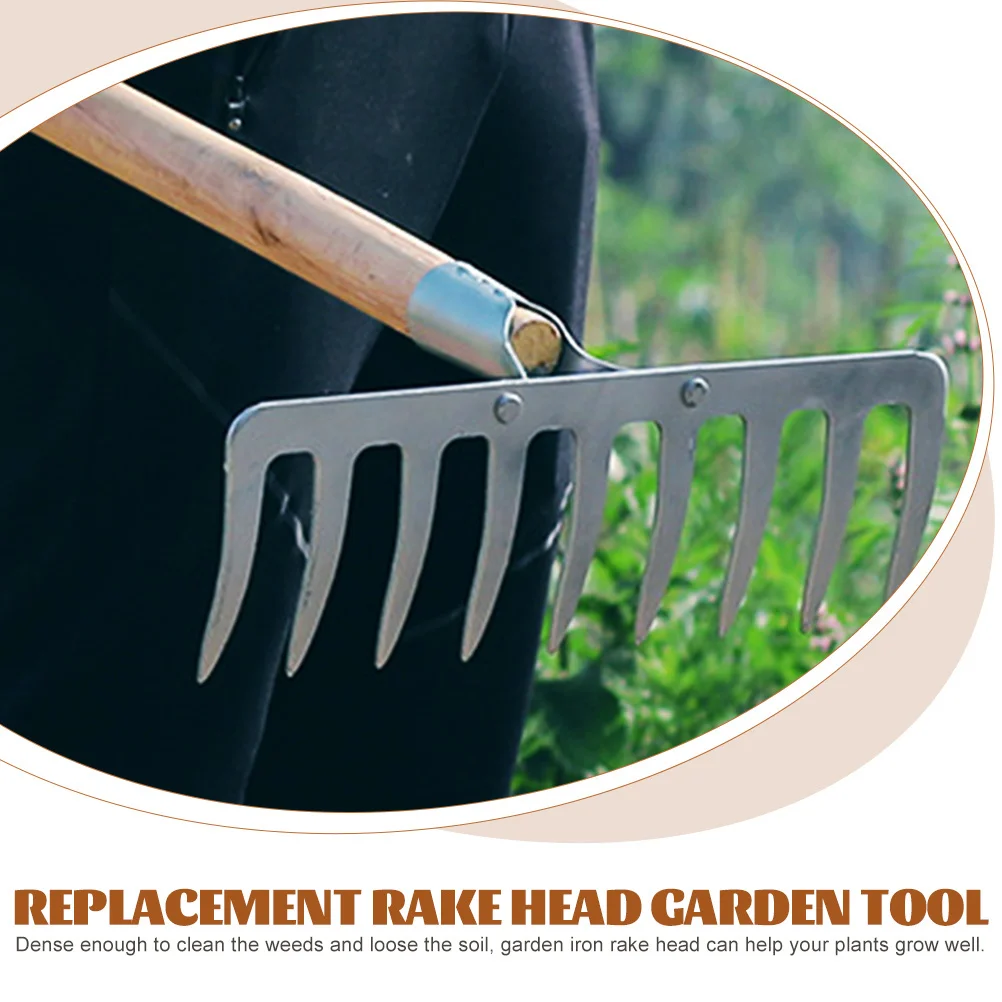 

Heavy Duty Garden Rake Head Metal Agriculture Farming Leaf Yard Soil Loosening Rake Head Replacement Agricultural Tool