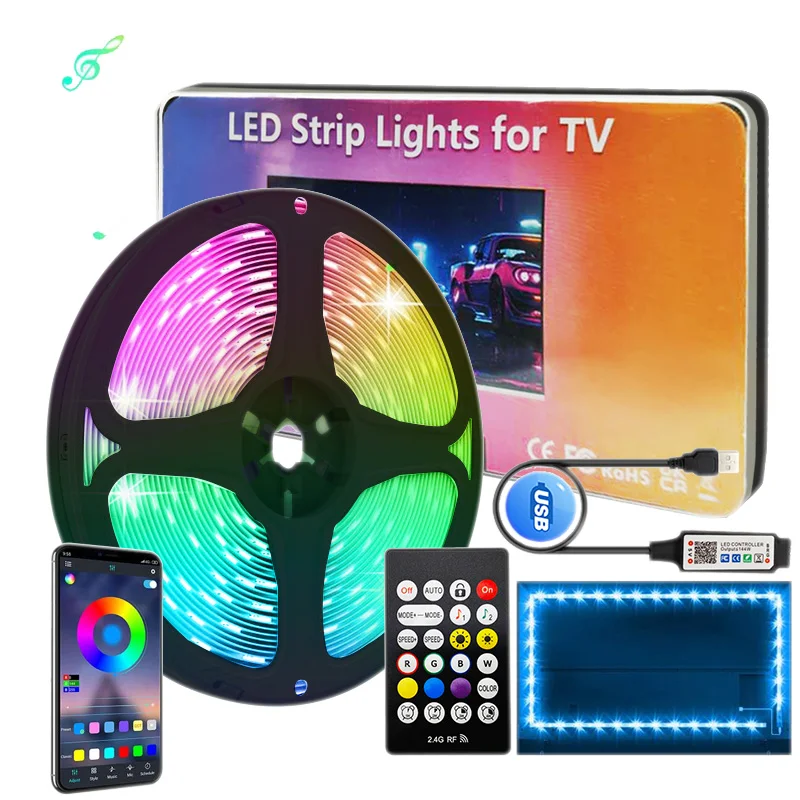 

Tape Bluetooth USB LED Strip Lights 5050 SMD 5V RGB LED Lights Flexible LED Lamp Tape Ribbon Self-adhesive TV Desktop Diode