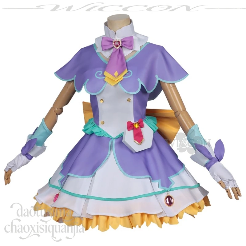 Disfraz de Cosplay de Akechi Anna Henshin Cure Answer, Uniforme de Chica Mágica, Anime Star Detecticeee Precure! Vestido morado Kawaii Sweet Lolita