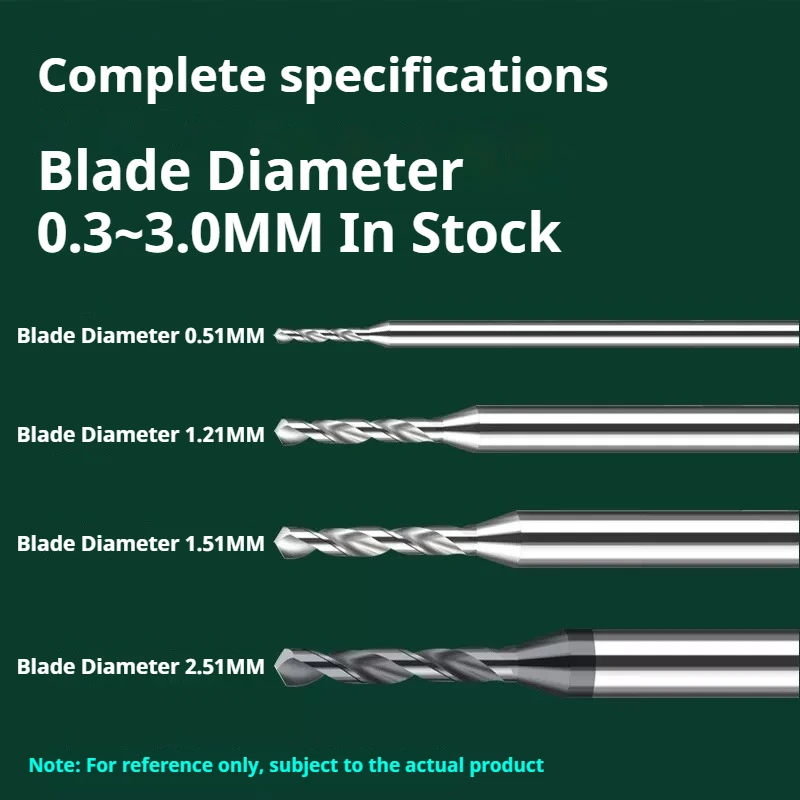 Micro Carbide Drill Bit Precision Mini CNC Hole Making 0.15mm to 3.0mm Shank Diameter 3mm for Metal Steel 1pcs