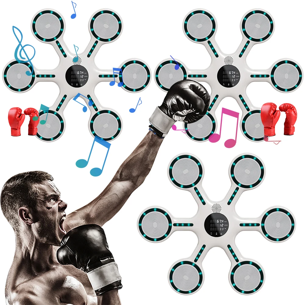 Music Boxing Machine Wall-Mounted Boxing Wall Target Adjustable Speed Smart Bluetooth-Compatible Boxing Machine for Adults Kids