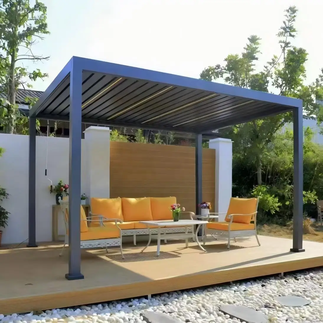 Affordable Heavy Duty Aluminum Alloy Pavilion Adjustable Blinds Rainproof Sunproof Pergola Outdoor Leisure Rust Proof Pergola