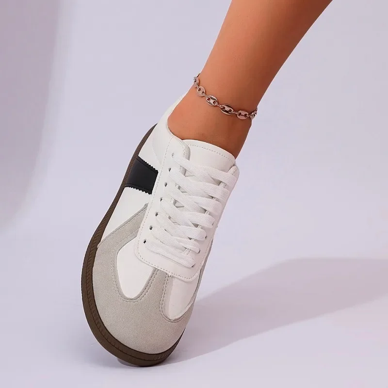 Klassieke retro stedelijke sneakers Hoge kwaliteit luxe lederen vrijetijdsschoenen Comfortabele damesschoenen met veters