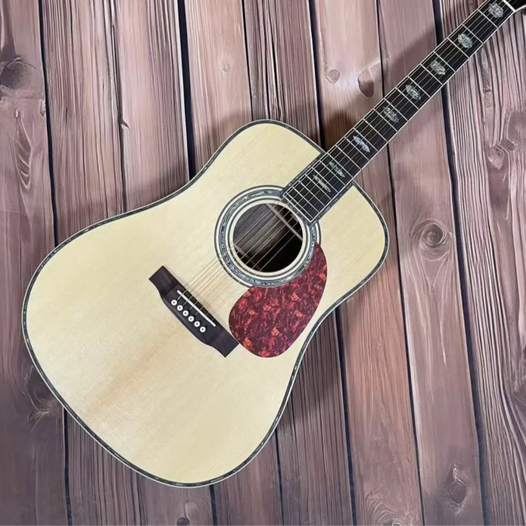 

Natural Wood D Model Acoustic Guitar Rosewood Fingerboard Bone Nut 20 Frets 41 Inch
