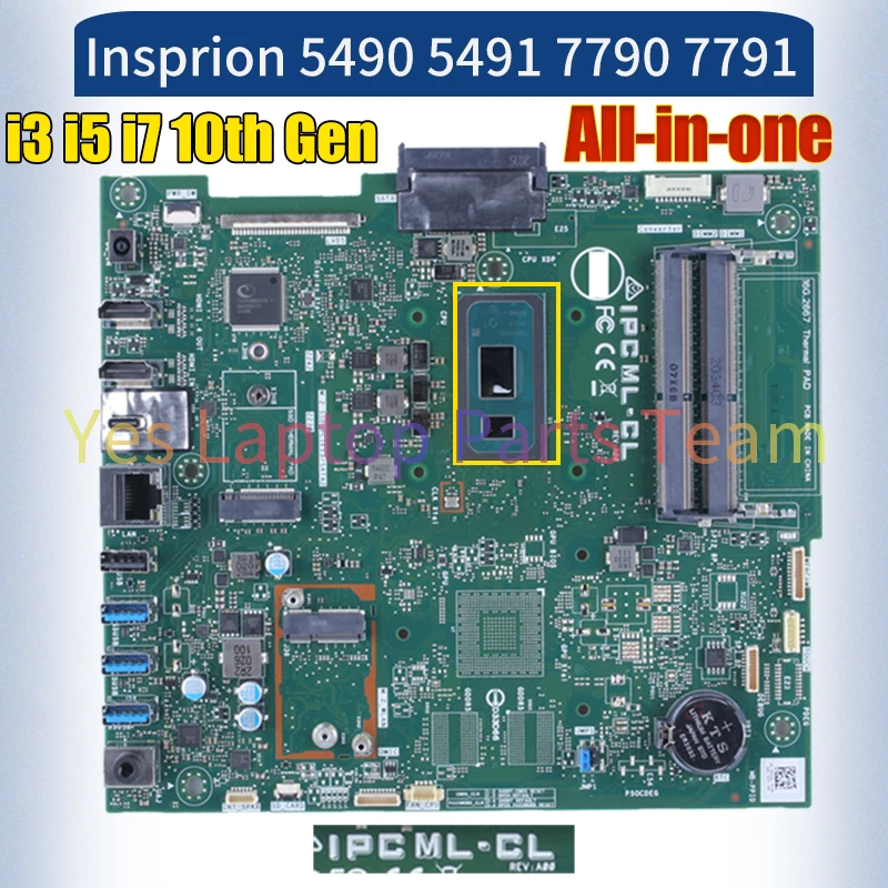 IPCML-CL For DELL AIO 5490 5491 7790 7791 Laptop Mainboard i3-10110U i5-10210U i7-10510U 100％ Tested All-in-one Mainboard