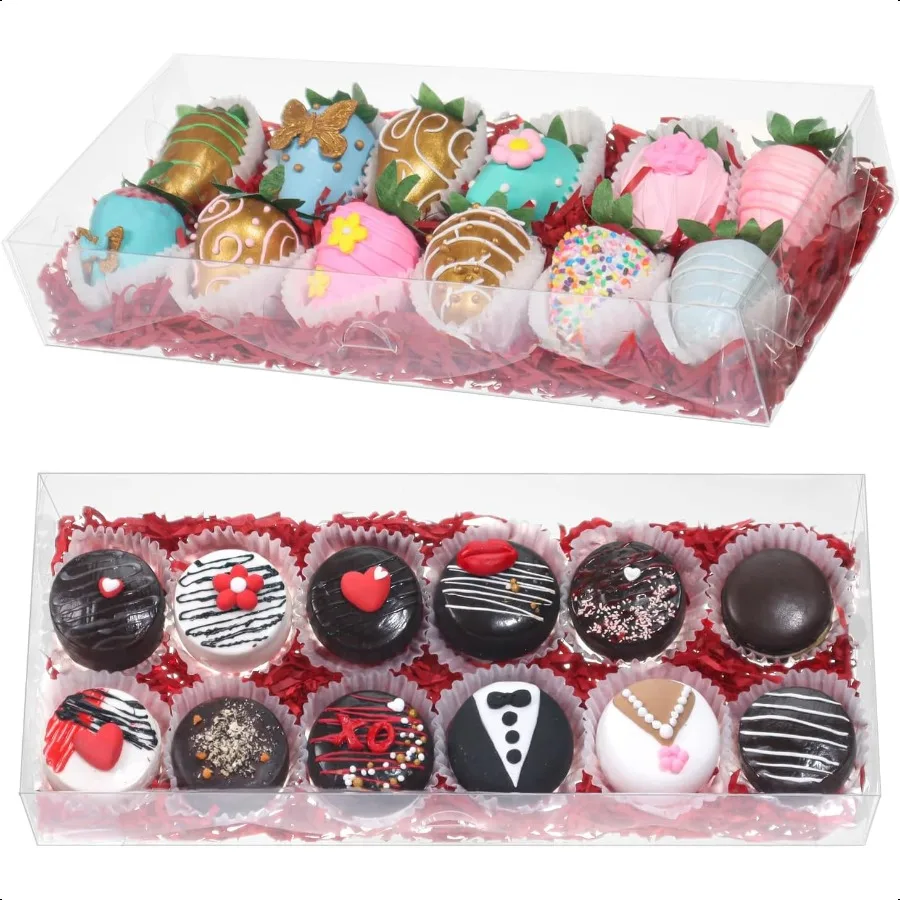 

40Pcs 12x5x2Inches Clear Easter s Boxes Bakery Box Chocolate Covered Strawberries Boxes Chocoalte Truffle Boxe aron Cakesickle