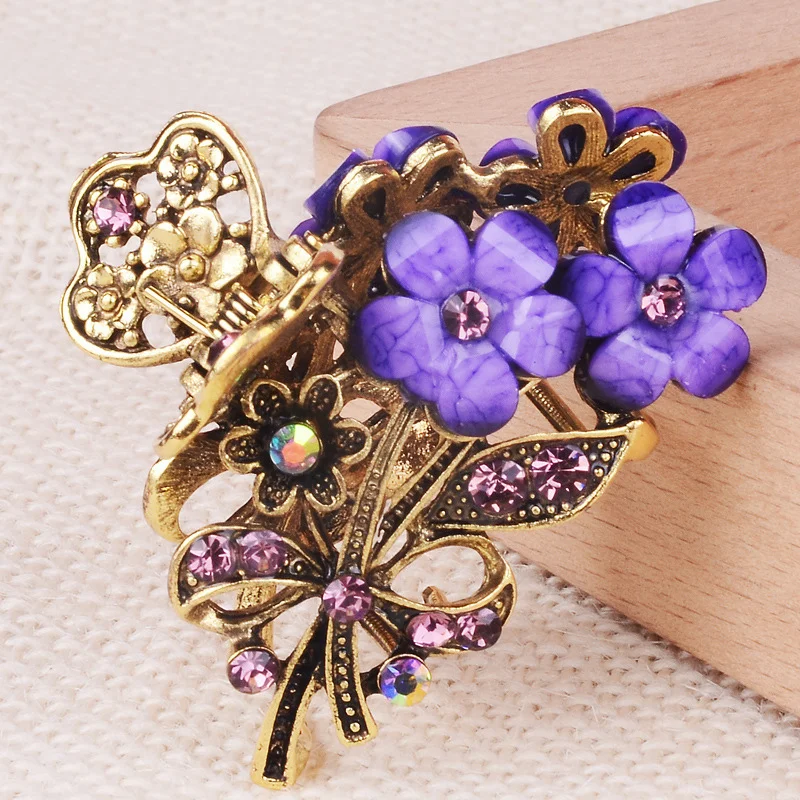 Women Butterfly Crystal Rhinestone Hair Clips Girl Flower Big Barrettes Hair Pins Hair Accessories Hairstyle Design Styling Tool