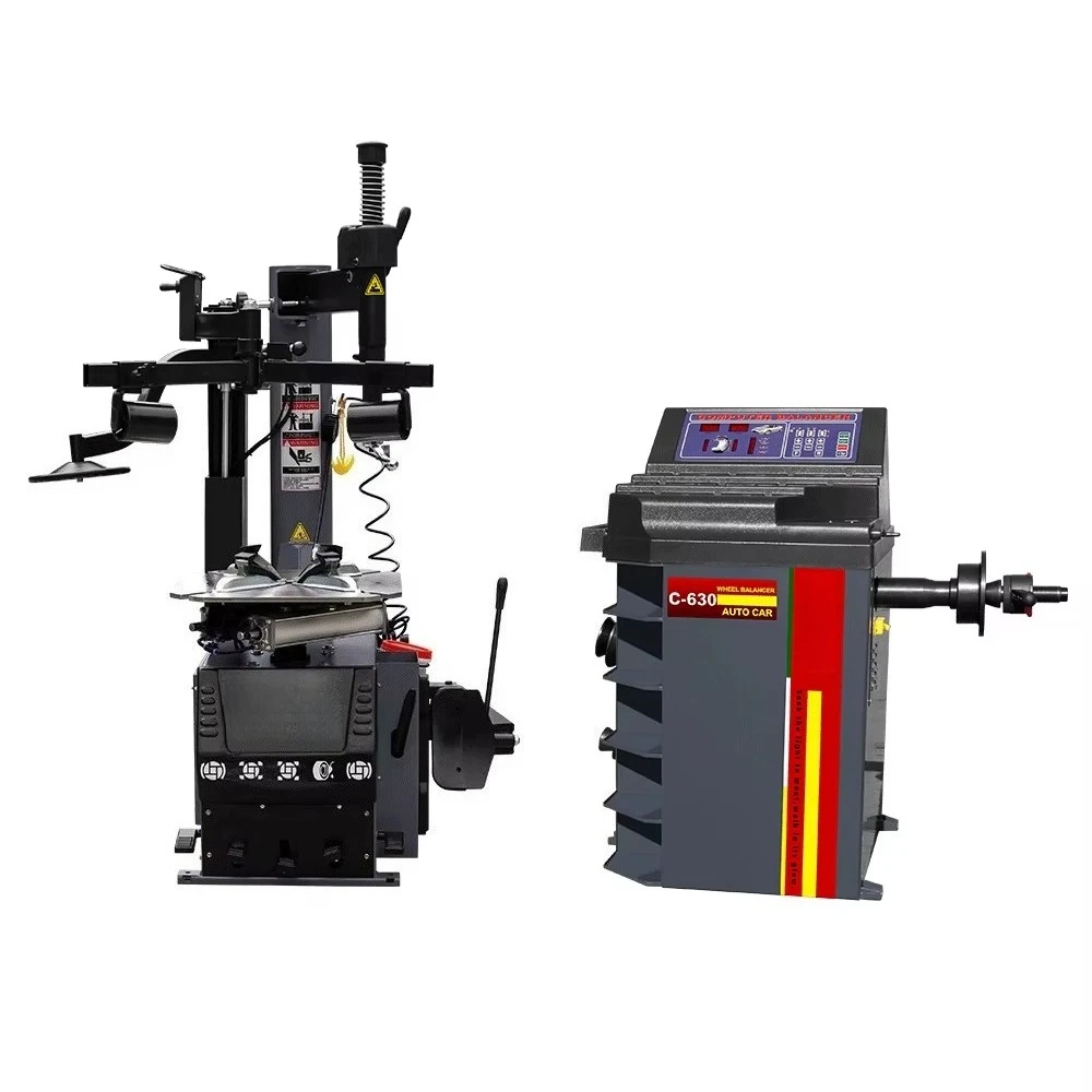 Wheel Alignment and Balancing Machine with Rear Tilting Arm Right Auxiliary Arm for Tire Changing 250W 58kg Max Wheel Weight