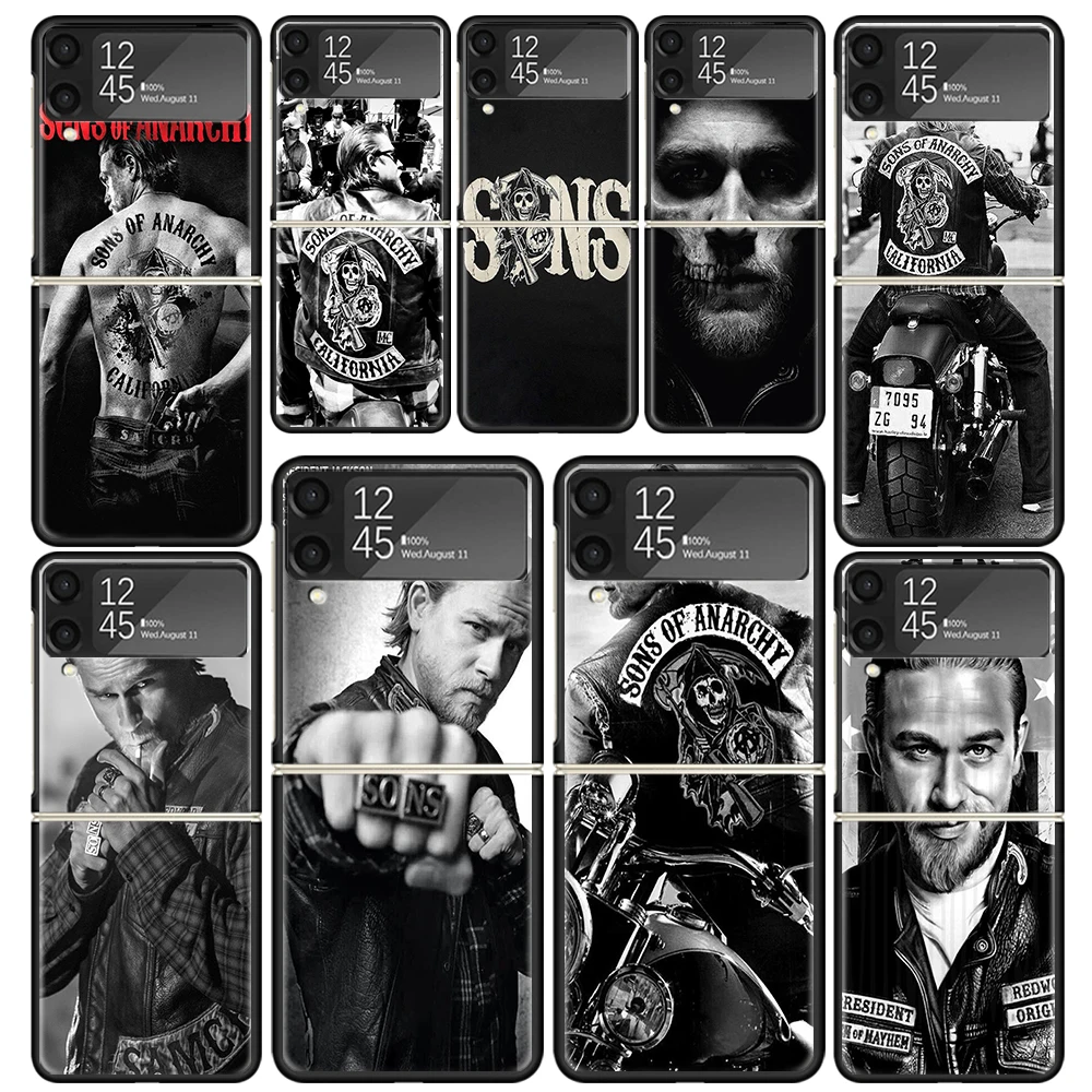 Sons Of Anarchy Black Clear Phone Case For Samsung Z Flip 5 4 3 Galaxy ZFlip 6 5G Shockproof Hard Print Cover TPU PC Coque