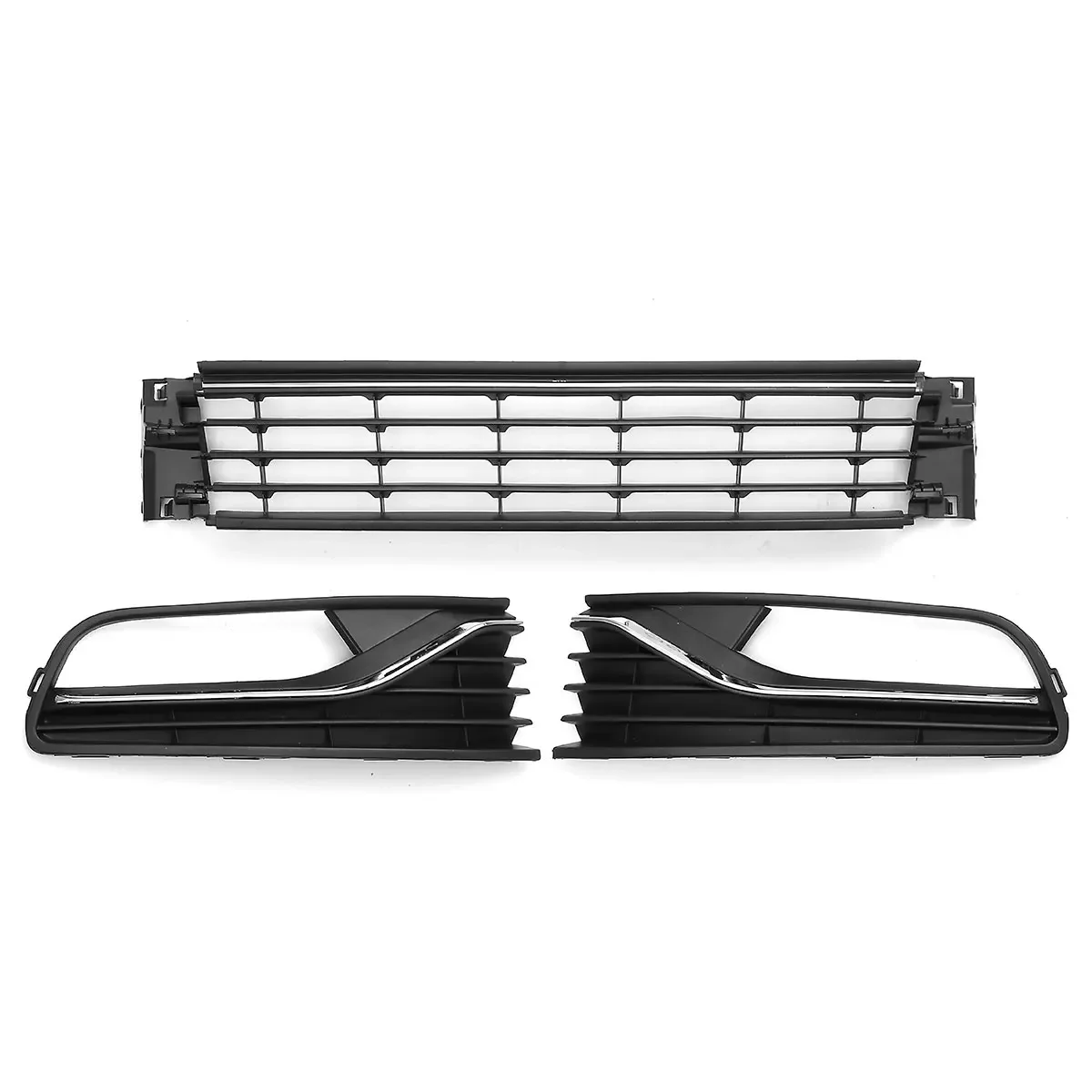 New Front Bumper Lower Grill Right + Centre+Left Grill Set For VW Polo 6r 2014-2017 Racing Grills / Fog Lamp Cover 6R0853677A9B9